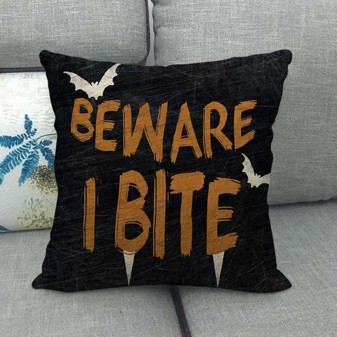 Halloween Linen Throw Pillow Case Decorative Cushion Cover Pumpkin Ghost Bat Cat Printed Spooky Festival Home Party Sofa Decor