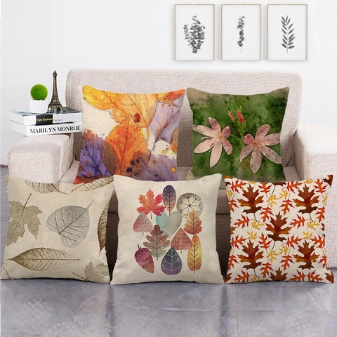 Thanksgiving Herbst Ahornblatt Leinen Kissenbezug Herbst Kürbis Sonnenblume Dekorativer Kissenhülle Home Decor