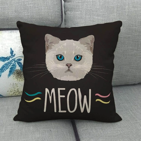 Kissenbezüge Leinen Dekorative Katzenmuster Vintage Stil Für Sofa Bett Wohnzimmer Home Dekor