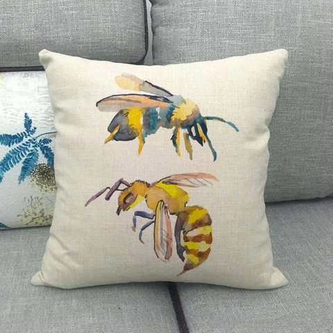 Federa Per Cuscino In Lino Con Motivo Farfalla Ape Insetto Quadrata Copricuscino Decorativo Per Divano Auto Casa