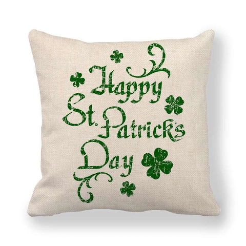 Funda de Cojín de Lino para el Día de San Patricio Trébol Camión Verde Funda de Almohada Decorativa para Sofá Hogar