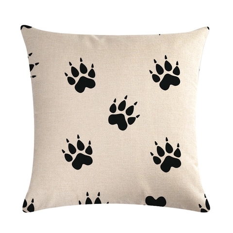 Linen Decorative Throw Pillow Case Square Cushion Cover For Sofa Home Decor Cartoon Paw Leopard Print Pattern Removable Washable