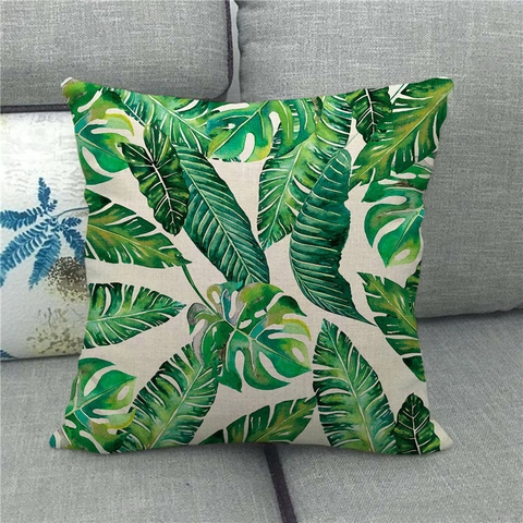 Tropische Plant Blad Print Linnen Kussenhoezen Monstera Palm Banaan Gebladerte Decoratieve Kussensloop Sofa Decor