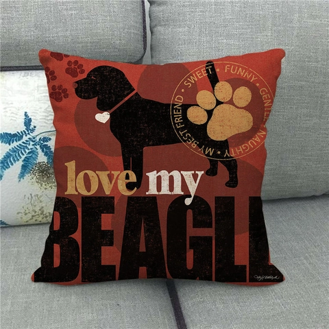 Federa per Cuscino in Lino Vintage Razza di Cane Modello Animale Copricuscino per Divano Soggiorno Home Decor Federa Decorativa