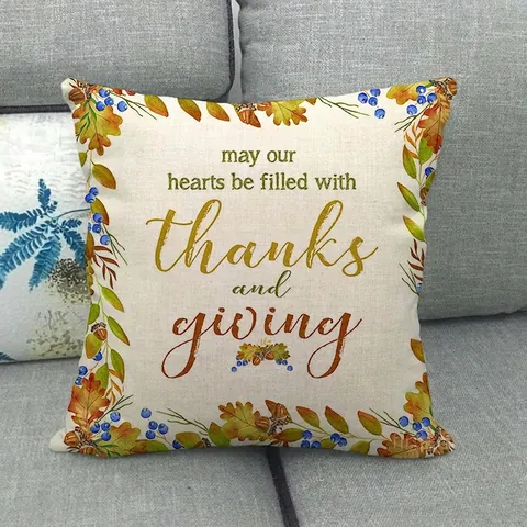 Erntedankfest Leinen Kissenbezüge Herbst Kürbis Ahornblatt Dekorative Kissenhüllen Für Sofa Wohnzimmer Herbst Home Dekor