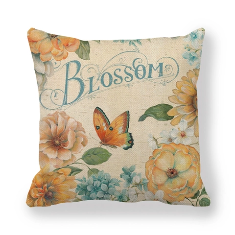 Vintage Schmetterling Floral Leinenmischung Kissenbezüge Mit Inspirierenden Zitaten Für Sofa Dekor Aquarell Kunst