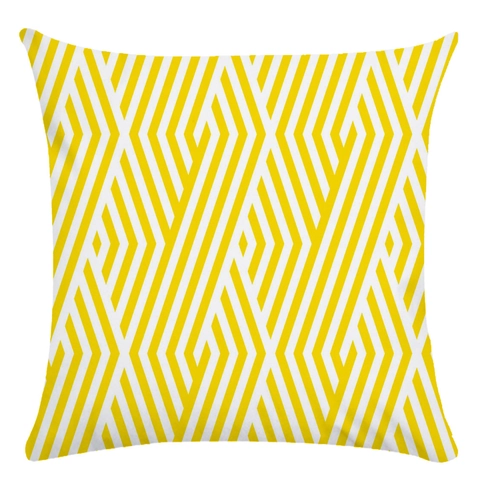 Gelb Weiß Geometrische Muster Kissenbezug Weich Polyester Quadratisch Dekokissen Sofa