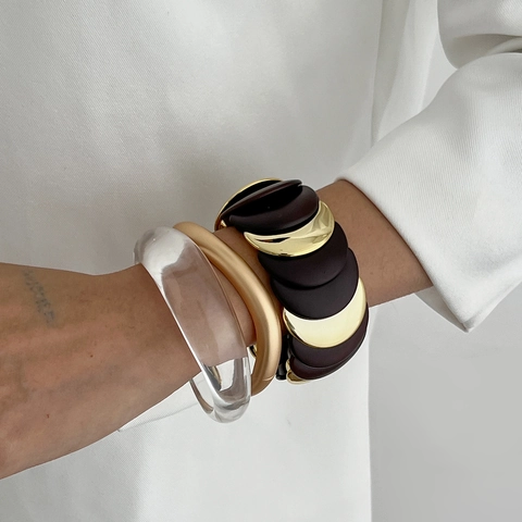 Klobige Armreifen Armbänder Für Frauen Unregelmäßige Geometrische Legierung Harz Acryl Stapelbar Schmuck Mode Accessoires