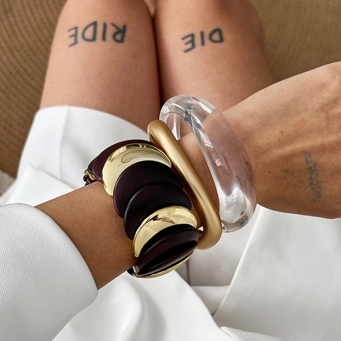 Klobige Armreifen Armbänder Für Frauen Unregelmäßige Geometrische Legierung Harz Acryl Stapelbar Schmuck Mode Accessoires