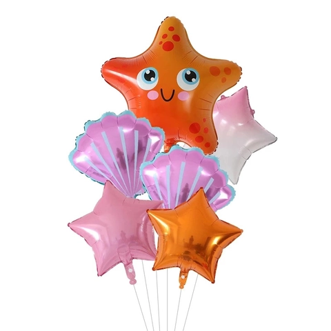 Palloncini In Alluminio Animali Marini Cartone Animato Tema Oceano Per Decorazione Festa Compleanno Con Forme Conchiglia E Stella