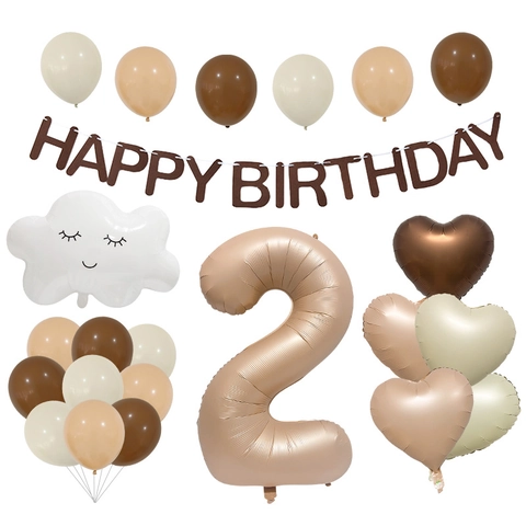 Decorazione di Compleanno Boho Toni della Terra Palloncini in Lattice Pellicola di Alluminio Con Numero Grande Nuvola Cuore