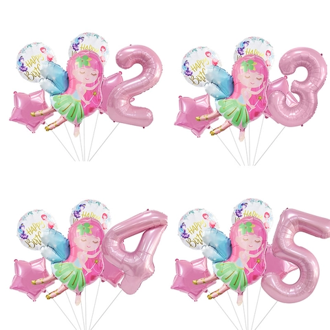 Fee Prinzessin Geburtstagsparty Folienballon Rosa Nummer Stern Rund Dekorationen Für Mädchen Feier