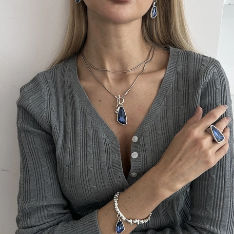 Geometrische Wassertropfen Anhänger Halskette Kupfer Legierung Acryl Strass Lange Kette Schmuck Damen Mode Boho Stil