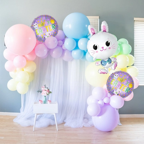 Easter Balloon Decoration Bunny Carrot Happy Easter Foil Latex Balloon Set For Party Scene Atmosphere Layout Decoration