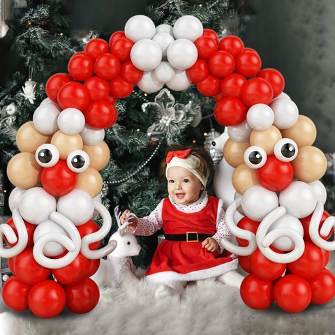 Christmas Santa Claus Balloon Arch Kit Red White Latex Balloons For DIY Holiday Party Home Atmosphere Decoration Garland