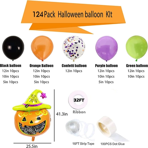 Halloween Arco Di Palloncini Ghirlanda Lattice Zucca Cappello Da Mago Viso Sorridente Paillettes Decorazioni Per Feste