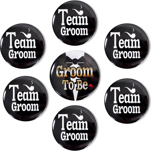 Round Tinplate Button Pin Badges Groom To Be Team Groom Bachelor Party Wedding Groomsmen Accessories For Bachelorhood