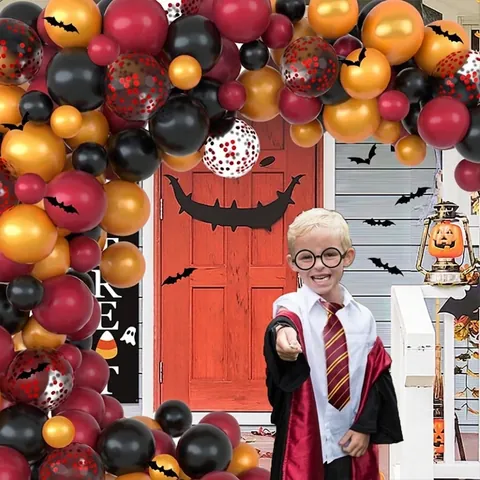 Arco Ghirlanda Palloncini Halloween Decorazione In Lattice E Pellicola Di Alluminio Con Adesivi Murali Pipistrello Per Festa