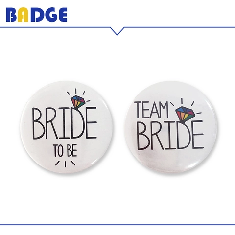 Bachelorette Party Badge Tinplate Pin Wedding Decoration Bride To Be Team Bride Badge For Bridal Shower Wedding Party Accessories