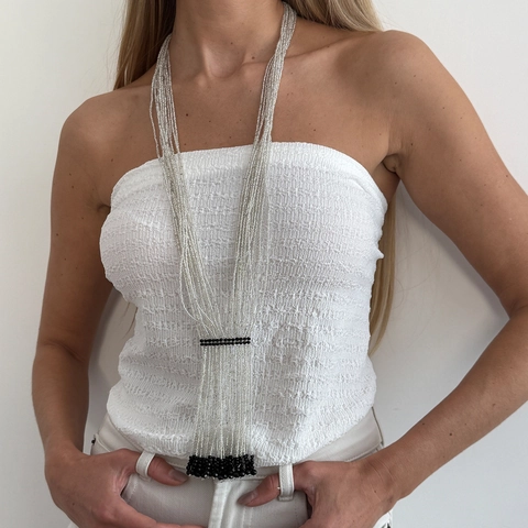 Multi-Strang Lange Halskette Samtperle Kristall Fransen Quaste Böhmisch Handgefertigter Ethno-Schmuck Für Frauen