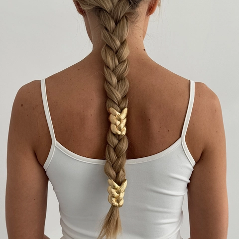 Minimalist Metal Braid Shape Hair Tie Elegant Alloy Ponytail Holder For Women Gold Silver Vintage Hair Accessories