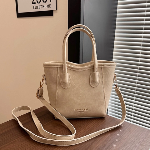 Retro PU Leder Eimer Tasche Minimalistische Schulter Umhängetasche Handtasche Für Frauen Täglichen Pendeln Vintage Stil