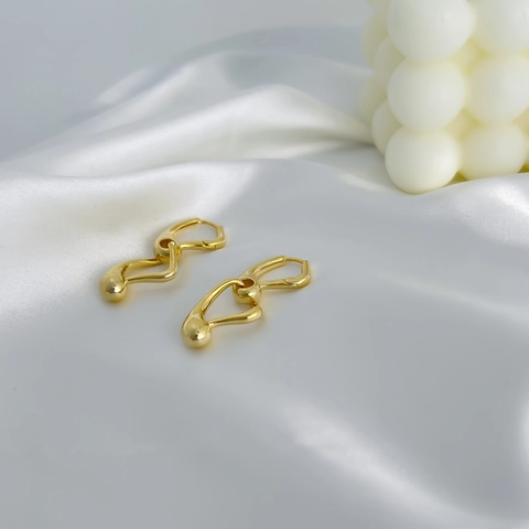 Irreguläre Abstrakte Herz-Ohrhänger 18K Vergoldetes Kupfer Minimalistischer Geometrischer Langer Tropfen-Ohrschmuck Damen