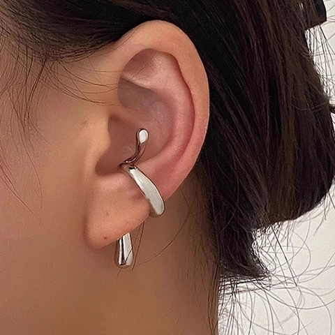 Ear Cuff Metal Líquido Minimalista Geométrico Nudo Retorcido Sin Agujero Aleación Joyería Para Mujeres