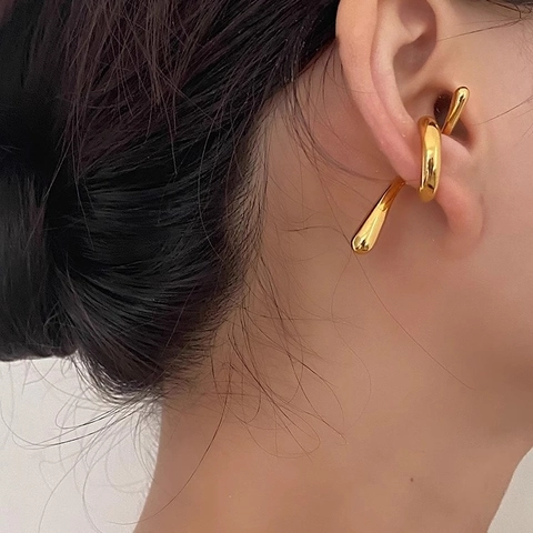 Ear Cuff Metal Líquido Minimalista Geométrico Nudo Retorcido Sin Agujero Aleación Joyería Para Mujeres