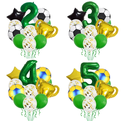 Football Theme Birthday Party Decoration Aluminum Foil Trophy Number Balloon Kids Boys Sports Celebration Supplies