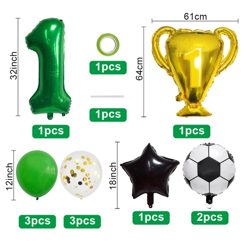 Football Theme Birthday Party Decoration Aluminum Foil Trophy Number Balloon Kids Boys Sports Celebration Supplies