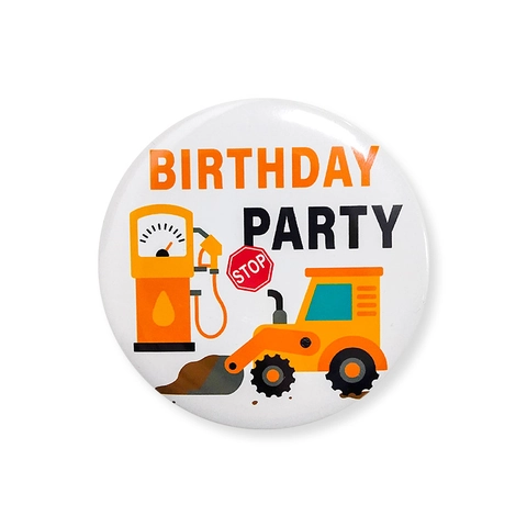 Badge à Épingle en Fer-Blanc Véhicule de Chantier pour Anniversaire Enfant Thème Ingénierie Camion Benne Décoratif