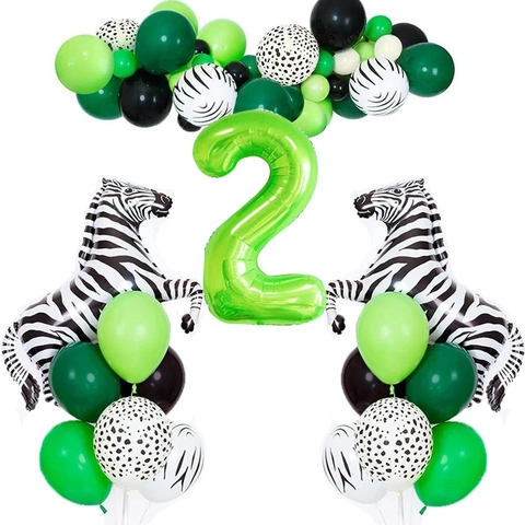 Jungle Tier Thema Luftballons Aluminiumfolie Und Latex Zebra Form Nummer Muster Leopard Print Kinder Geburtstag Party Dekoration