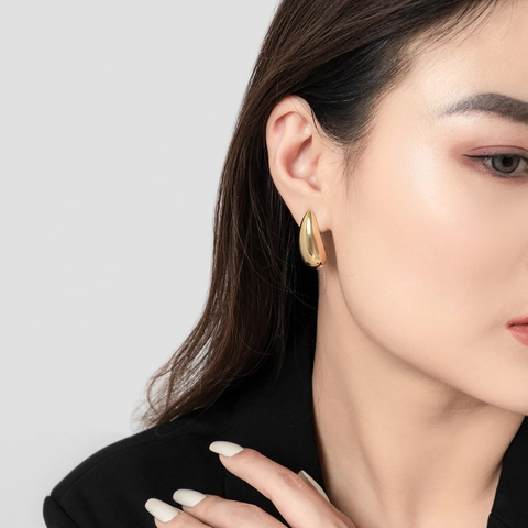 Boucles D'oreilles Puces Goutte D'eau Avec Tige En Argent Sterling 925 Plaqué Or 18K Cuivre Minimaliste Chic Femme