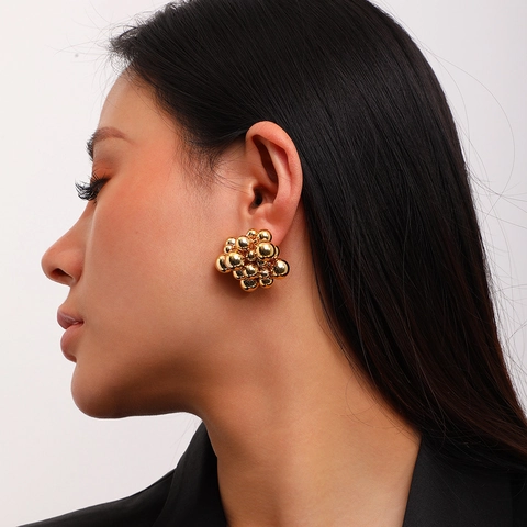 High-End Metallkugel Cluster Ohrstecker Mit Silber Ohrstecker-Stift Modern Geometrisch Messing Gold Silber Vergoldet Damen Schmuck