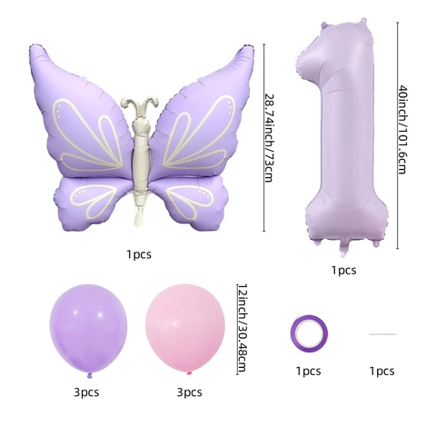 Schmetterling Nummer Luftballons Aluminiumfolie Latex Macaron Lila Rosa Für Kinder Geburtstagsparty Jubiläumsfeier