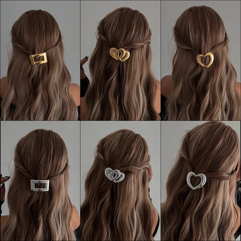Mollette Per Capelli In Lega Geometrica Placcate Oro Argento Cuore Rettangolo Forcina Accessori Per Capelli Minimalisti Per Donne