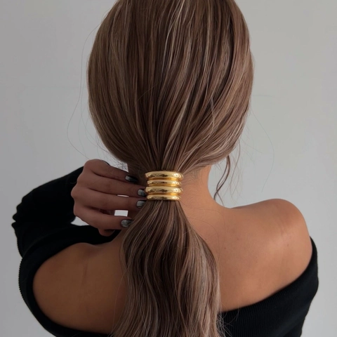 Minimalistische Legering Metalen Haarelastiek Paardenstaart Manchet Goud Zilver Verguld Geometrisch Ster Ketting Dames Haaraccessoires