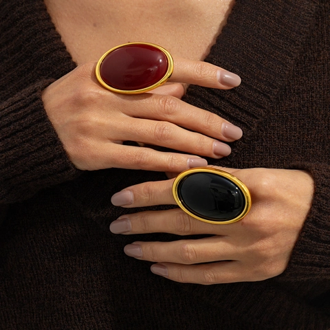 Statement Ring Offen Legierung Harz Chunky Vintage Retro Oval Rechteckig Geometrisch Mode Schmuck Für Damen