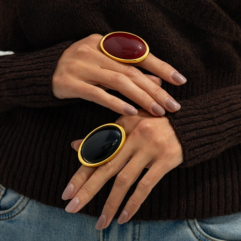 Statement Ring Offen Legierung Harz Chunky Vintage Retro Oval Rechteckig Geometrisch Mode Schmuck Für Damen