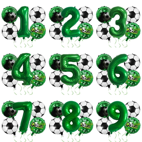 Soccer Theme Birthday Party Aluminum Foil Balloon Set Champion Trophy Star Number Balloons For Sports Event Kids Party Supplies