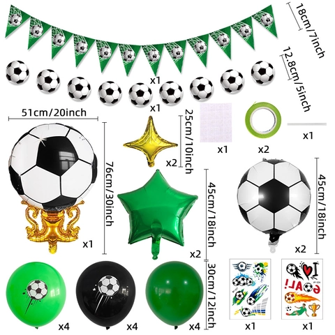 Decorazione Festa Tema Calcio Palloncini Alluminio Palloncini Lattice Stampati Banner Trofeo Adesivi Compleanno Evento Sportivo Bambini