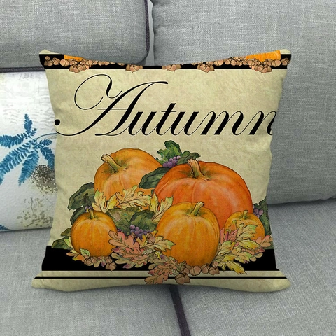 Happy Fall Thanksgiving Pompoen Linnen Kussenslopen Decoratieve Vierkante Kussenhoezen Herfstoogst Boerderij Decor Voor Woonkamer Bank