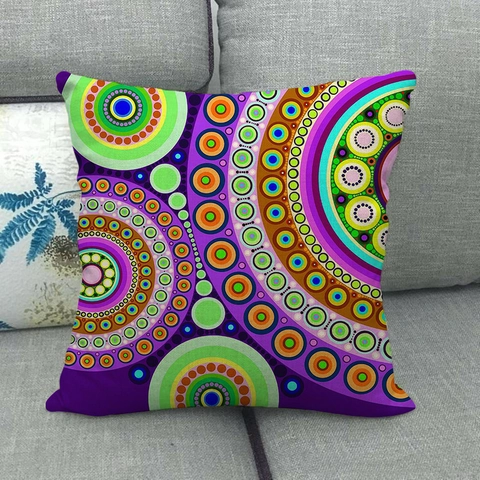 Fodera per Cuscino in Lino Geometrico Mandala Etnico Bohémien 45x45cm Cuscini Quadrati Decorativi per Divano Casa