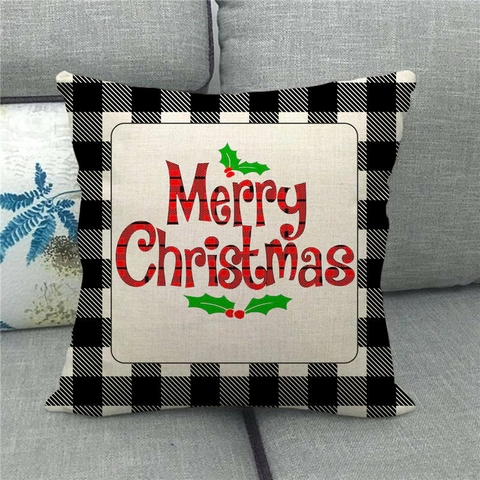 Fodera per Cuscino Natalizia a Quadri Buffalo Fattoria Lino Cotone Albero Xmas Decorativa per Casa