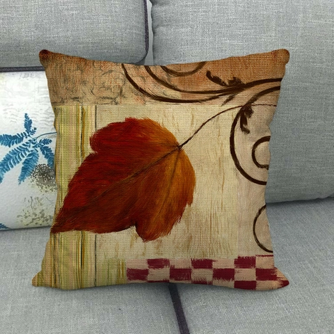 Herbst Deko Kissenbezug Leinen Kissenhülle Happy Fall Ernte Ahornblatt Kürbis Thanksgiving Farmhouse Heimdekor