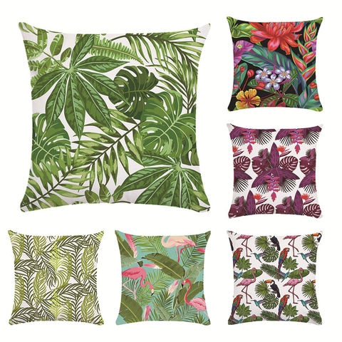 Tropisches Blatt Blumen Vogel Print Kissenbezug Super Weich Dekorative Kissenhülle Dschungel Thema Sofa Dekor