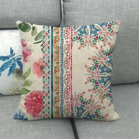 Bohemian Mandala Linen Throw Pillow Cover Geometric Floral Decorative Pillowcase For Sofa Couch Bedroom Home Decor Office