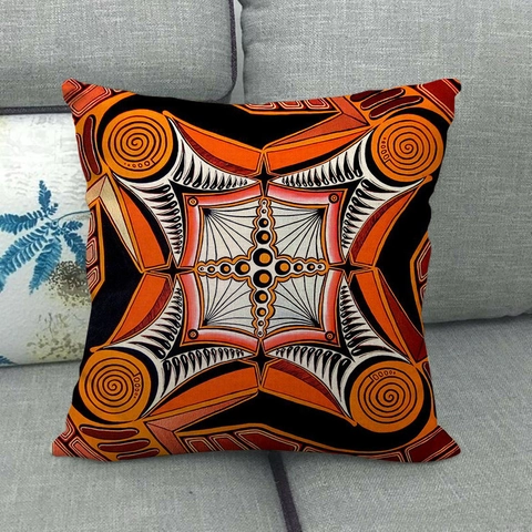 Fodera Per Cuscino Lino Mandala Bohemien Geometrico Simmetrico Quadrato Decorativa Divano