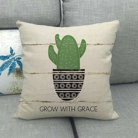 Minimalist Linen Cactus Succulent Throw Pillow Case Plant Print Cushion Cover For Living Room Sofa Home Decor